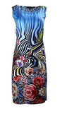 Abstract Floral Dress With Colorful Flower Print. - TATTOPANI