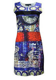 Ladies Sleeveless Dress With Multicolored Pattern Print. - TATTOPANI