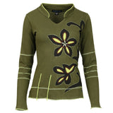 LADIES FULL SLEEVE TOP WITH CHINESE COLLAR - MODA LADIES 