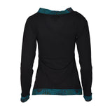 Women's Long Sleeved V- Neck Design Tops With Front Bird Embroidery