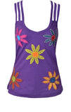 Flower Patched Spaghetti Strap Sleeveless Tops. - TATTOPANI