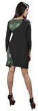 V-Neck Long Sleeved Dress With Side Flower Embroidery. - craze-trade-limited