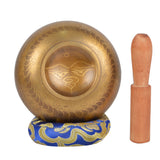 Meditation Tibetan Singing Bowl with Special Etching and protective pouch-GOLDBAJ -2-(Medium)