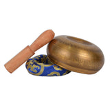 Meditation Tibetan Singing Bowl with Special Etching and protective pouch-GOLDBAJ -2-(Medium)