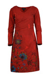 womens-long-sleeve-dress-with-all-over-print-and-floral-embroidery