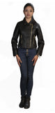 Ladies Black Faux Leather Quilted Zip Up Ladies Jacket - TATTOPANI