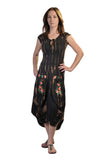 Calf Length Embroidery Short Sleeve Dress. - craze-trade-limited