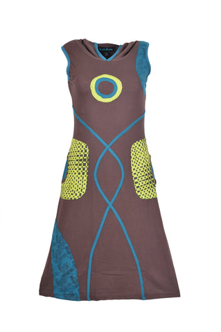 WOMEN SLEEVELESS HOODIE DRESS WITH SIDE POCKET - BINDU - craze-trade-limited