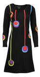 Multicolored Circle and Patch Designed Dress. - TATTOPANI