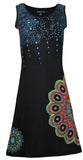 Sleeveless Dress With Side Feather Design Patches. - craze-trade-limited