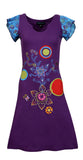 Multicolored Embroidery & Patch Purple Dress. - TATTOPANI