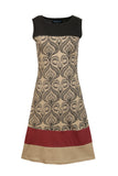 Damask Pattern Print Designed Sleeveless Dress. - craze-trade-limited